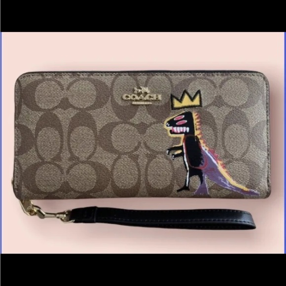 Coach X Jean Michel Basquiat Long Zip Around Wallet in Signature Canvas NWT - Picture 3 of 8